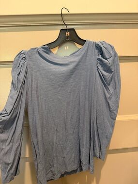 Nation blue puff sleeve long sleeve top